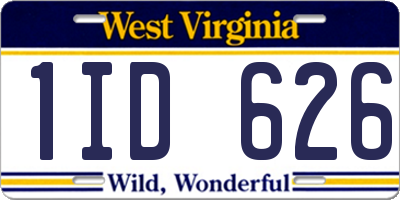 WV license plate 1ID626