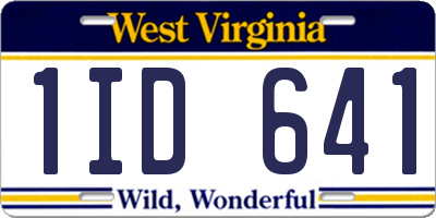 WV license plate 1ID641