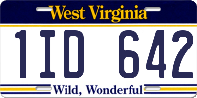 WV license plate 1ID642