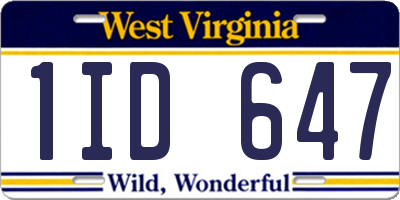 WV license plate 1ID647