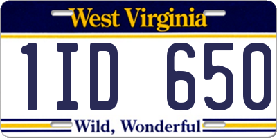 WV license plate 1ID650