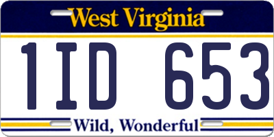 WV license plate 1ID653
