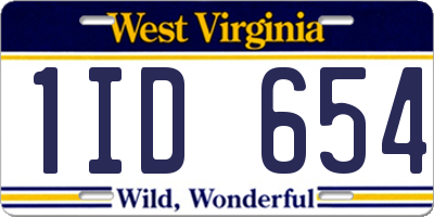 WV license plate 1ID654