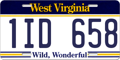 WV license plate 1ID658