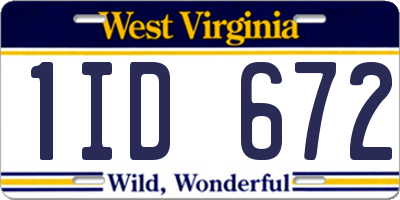 WV license plate 1ID672