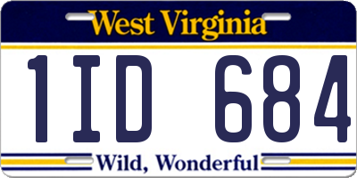 WV license plate 1ID684
