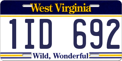WV license plate 1ID692