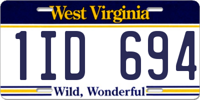 WV license plate 1ID694