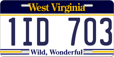 WV license plate 1ID703