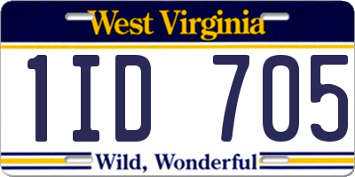 WV license plate 1ID705