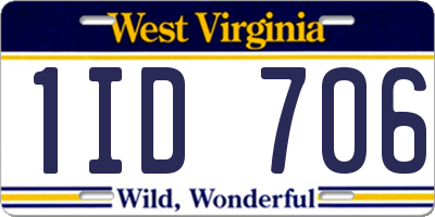WV license plate 1ID706