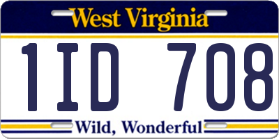 WV license plate 1ID708