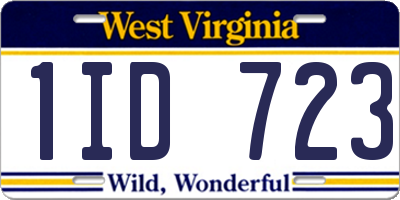 WV license plate 1ID723
