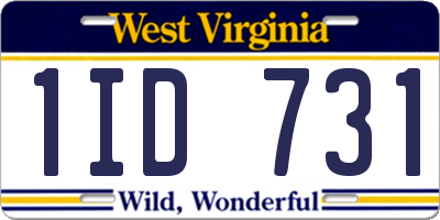 WV license plate 1ID731