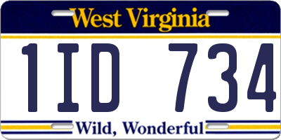 WV license plate 1ID734