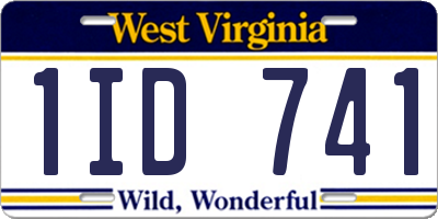 WV license plate 1ID741
