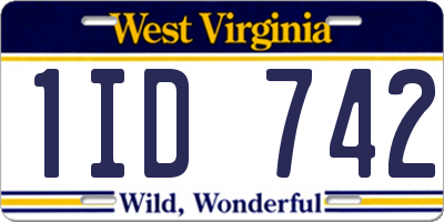 WV license plate 1ID742