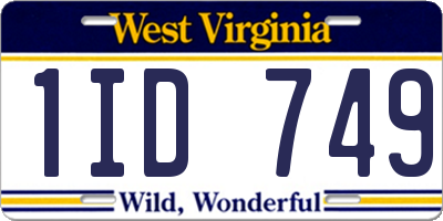 WV license plate 1ID749
