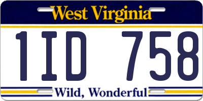 WV license plate 1ID758