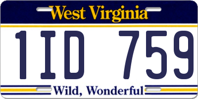 WV license plate 1ID759