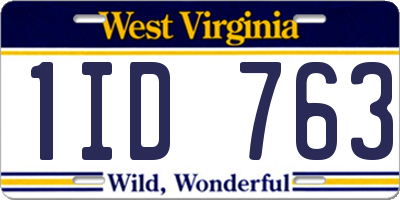 WV license plate 1ID763