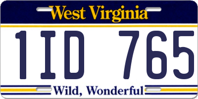 WV license plate 1ID765