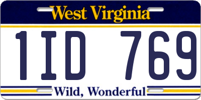 WV license plate 1ID769