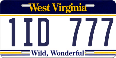 WV license plate 1ID777