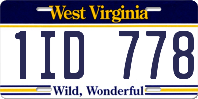 WV license plate 1ID778