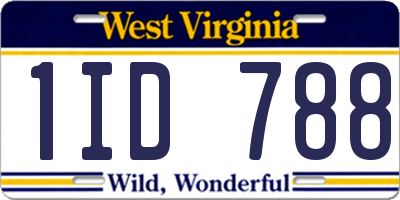 WV license plate 1ID788