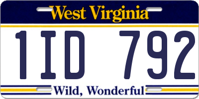 WV license plate 1ID792
