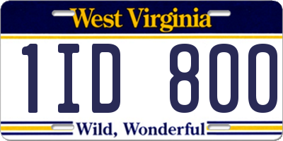 WV license plate 1ID800