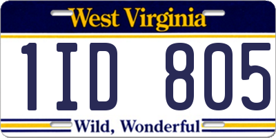 WV license plate 1ID805