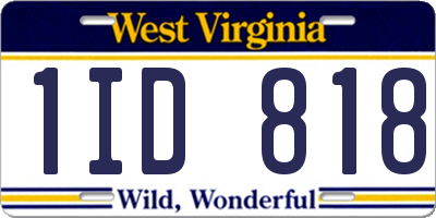 WV license plate 1ID818