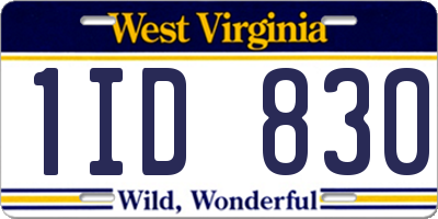 WV license plate 1ID830