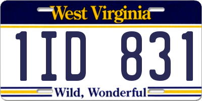 WV license plate 1ID831