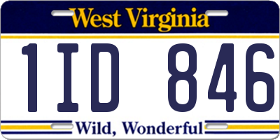 WV license plate 1ID846