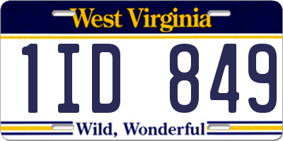 WV license plate 1ID849
