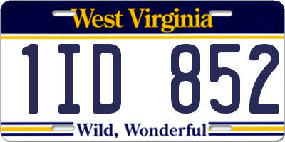 WV license plate 1ID852