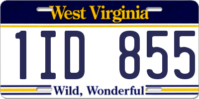 WV license plate 1ID855