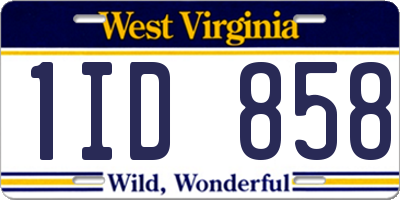 WV license plate 1ID858