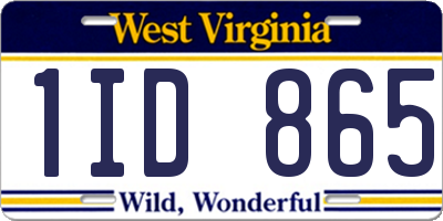 WV license plate 1ID865