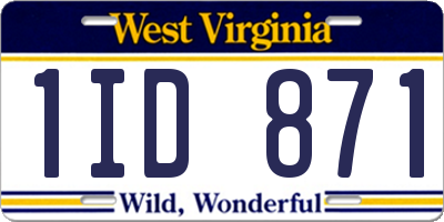 WV license plate 1ID871