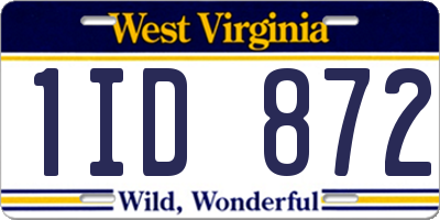 WV license plate 1ID872