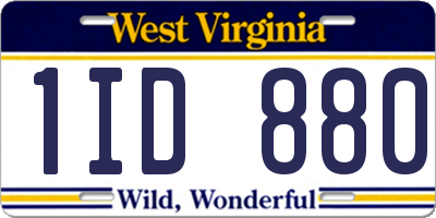 WV license plate 1ID880