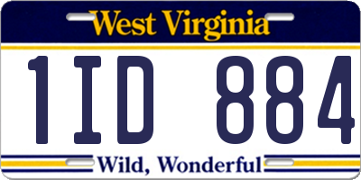 WV license plate 1ID884