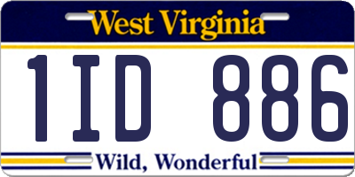WV license plate 1ID886