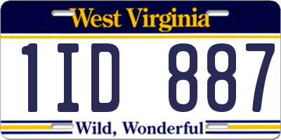 WV license plate 1ID887