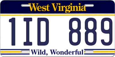 WV license plate 1ID889