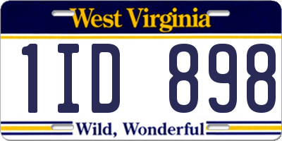 WV license plate 1ID898